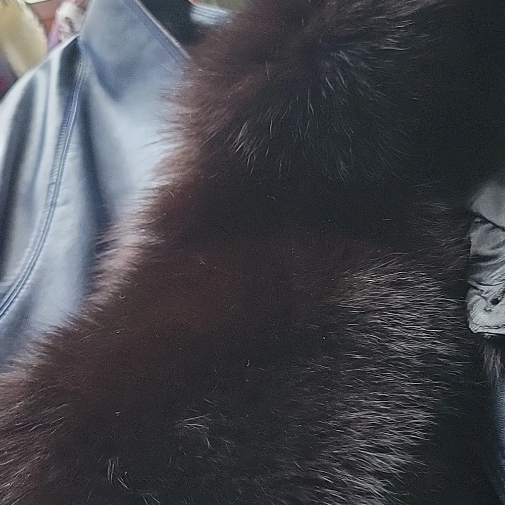 Black Fox Genuine Fur Detachable Jacket Coat Button Collar 23